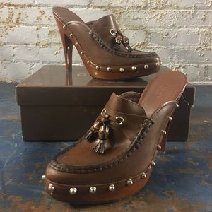 GUCCI Leather Tassel Loafer Clogs
